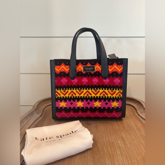 Kate Spade Manhattan Carnival Fair Isle Small Tote NWT - Picture 2 of 14